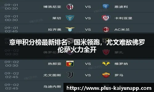 意甲积分榜最新排名：国米领跑，尤文难敌佛罗伦萨火力全开
